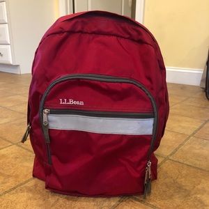 LL BEAN backpack 🎒 EUC red w/reflective grey